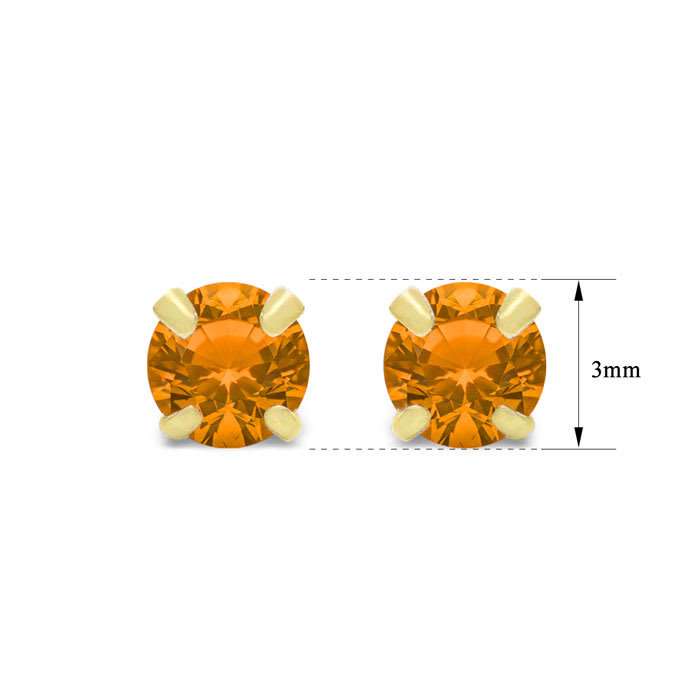 1/4 Carat Citrine Stud Earrings In Yellow Gold