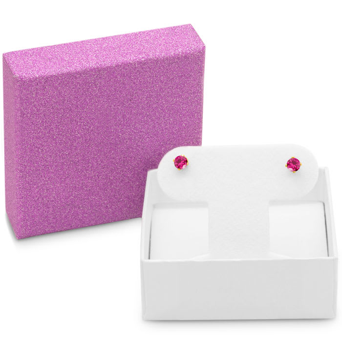 1/4 Carat Pink Topaz Stud Earrings In Yellow Gold