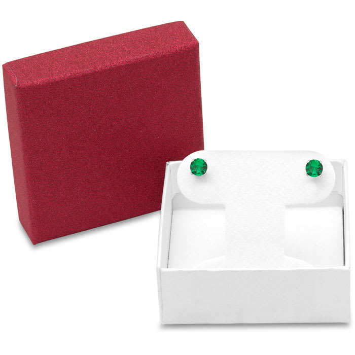 1 Carat Emerald Stud Earrings In White Gold