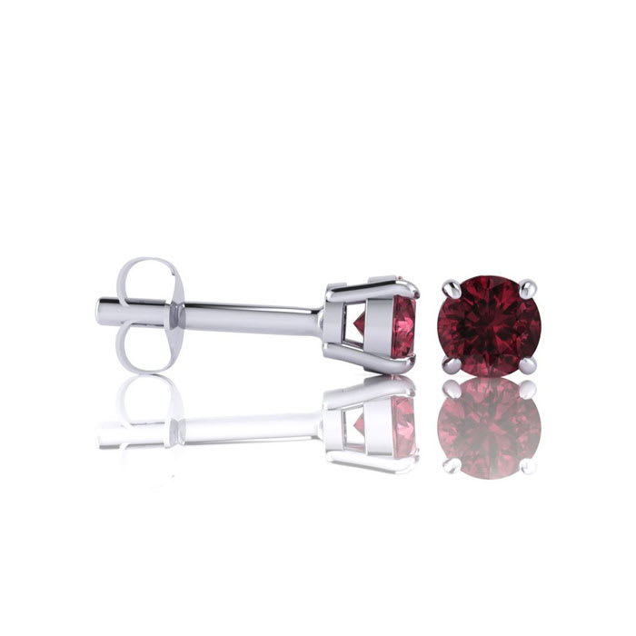 1 Carat Garnet Stud Earrings In White Gold