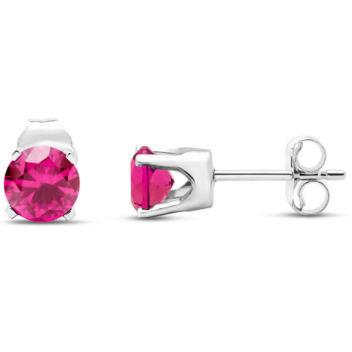 1 Carat Pink Topaz Stud Earrings In White Gold