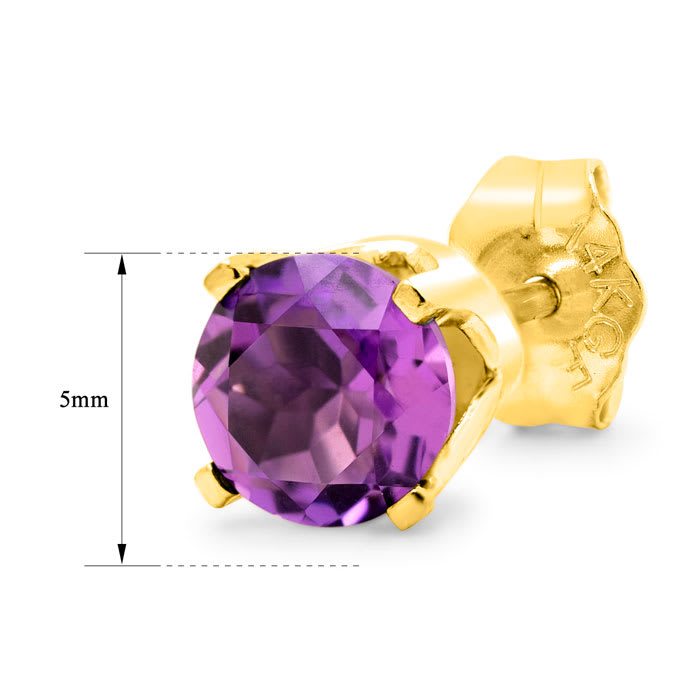1 Carat Amethyst Stud Earrings In Yellow Gold