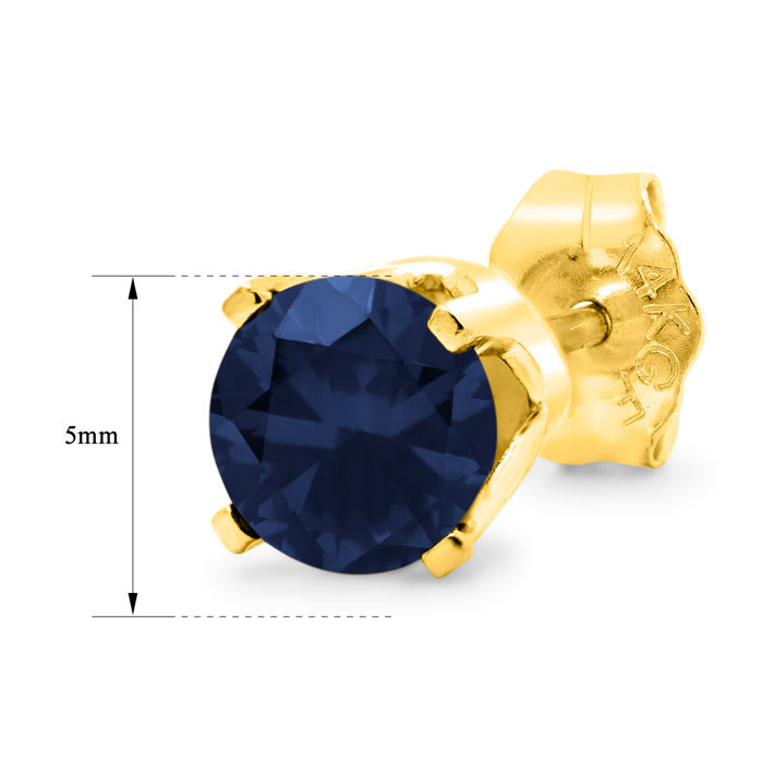 1 Carat Sapphire Stud Earrings In Yellow Gold