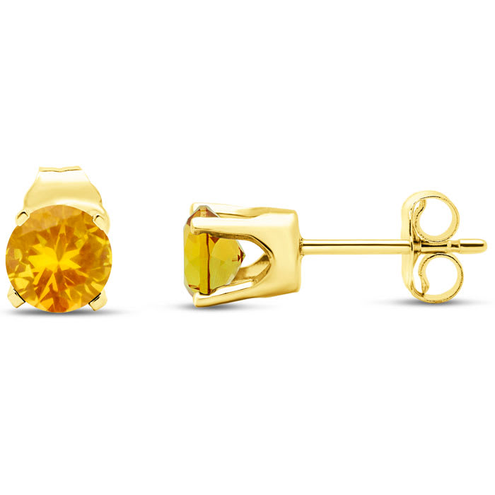 1 Carat Citrine Stud Earrings In Yellow Gold