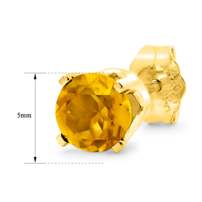 1 Carat Citrine Stud Earrings In Yellow Gold