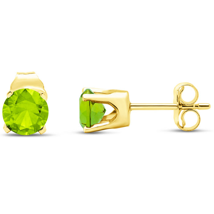 1 Carat Peridot Stud Earrings In Yellow Gold