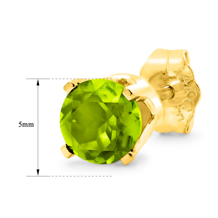 1 Carat Peridot Stud Earrings In Yellow Gold