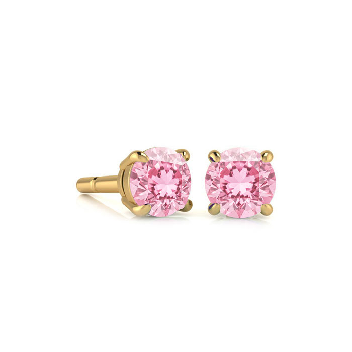 1 Carat Pink Topaz Stud Earrings In Yellow Gold