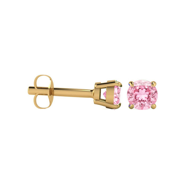 1 Carat Pink Topaz Stud Earrings In Yellow Gold