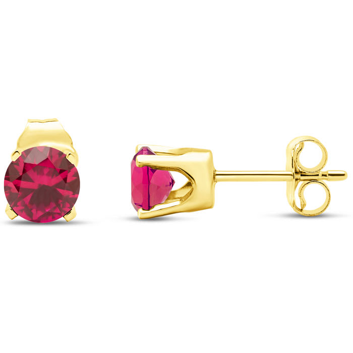 1 Carat Ruby Stud Earrings In Yellow Gold