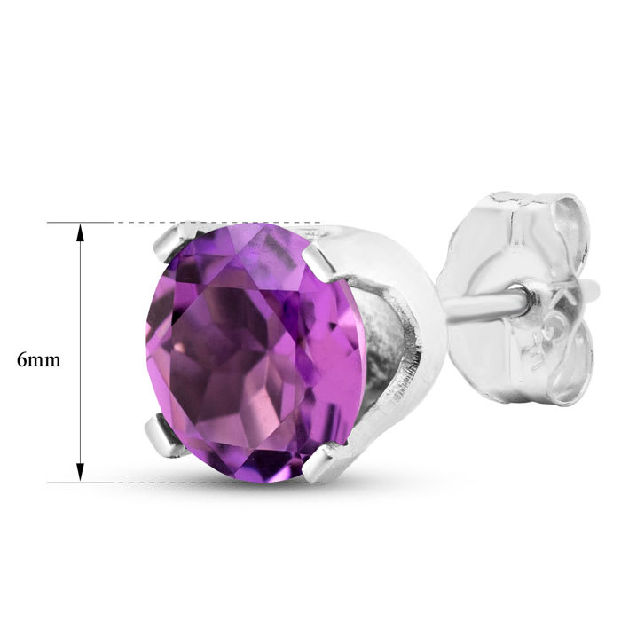 1 1/2 Carat Amethyst Stud Earrings In White Gold