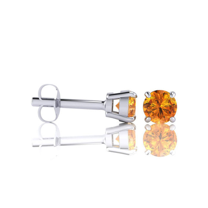 1 1/2 Carat Citrine Stud Earrings In White Gold