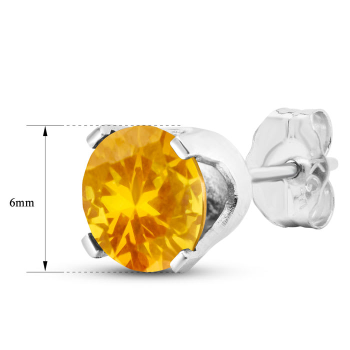 1 1/2 Carat Citrine Stud Earrings In White Gold