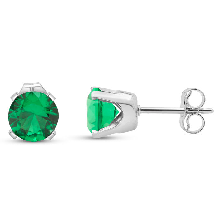 1 1/2 Carat Emerald Stud Earrings In White Gold