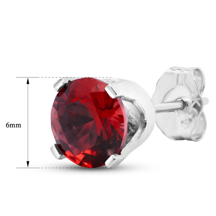1 1/2 Carat Garnet Stud Earrings In White Gold