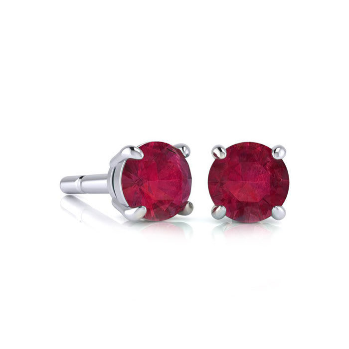 1 1/2 Carat Ruby Stud Earrings In White Gold