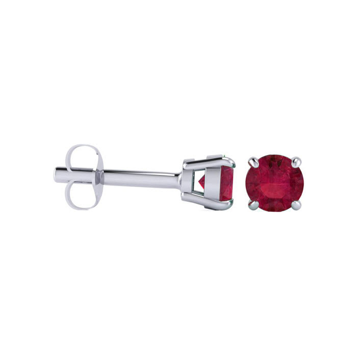 1 1/2 Carat Ruby Stud Earrings In White Gold