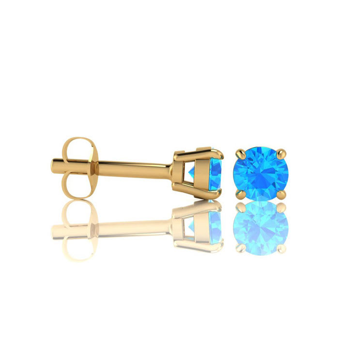 1 1/2 Carat Blue Topaz Stud Earrings In Yellow Gold