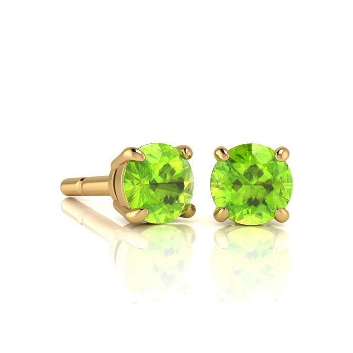 1 1/2 Carat Peridot Stud Earrings In Yellow Gold