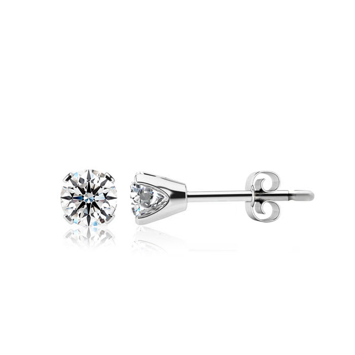 1/4 Carat Lab Grown Real Diamond Stud Earrings In White Gold