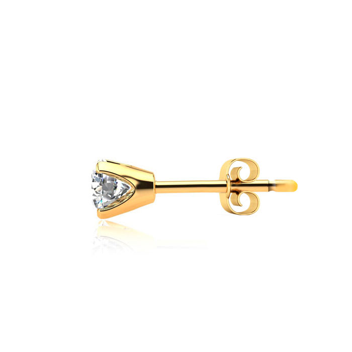 1/4 Carat Lab Grown Real Diamond Stud Earrings In Yellow Gold