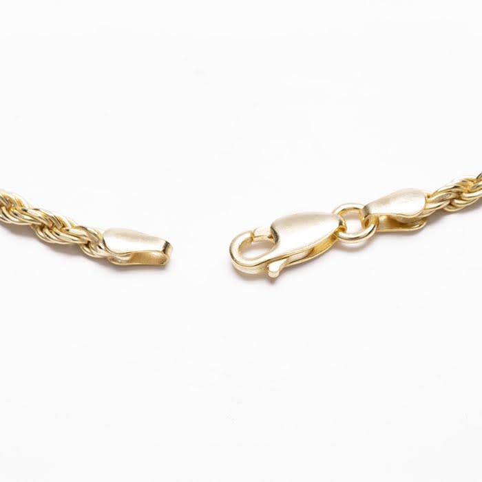 CLEARANCE Solid Rope Anklet Bracelet In Yellow Gold Over Sterling Silver, 9 Inches