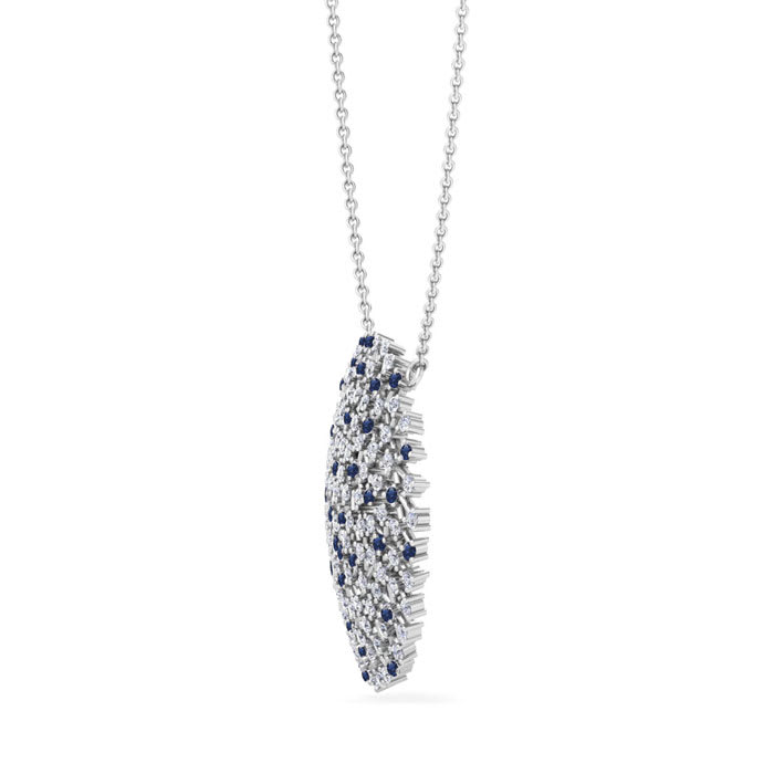 2 1/2 Carat Sapphire and Lab Grown Diamond Cluster Necklace In Sterling Silver