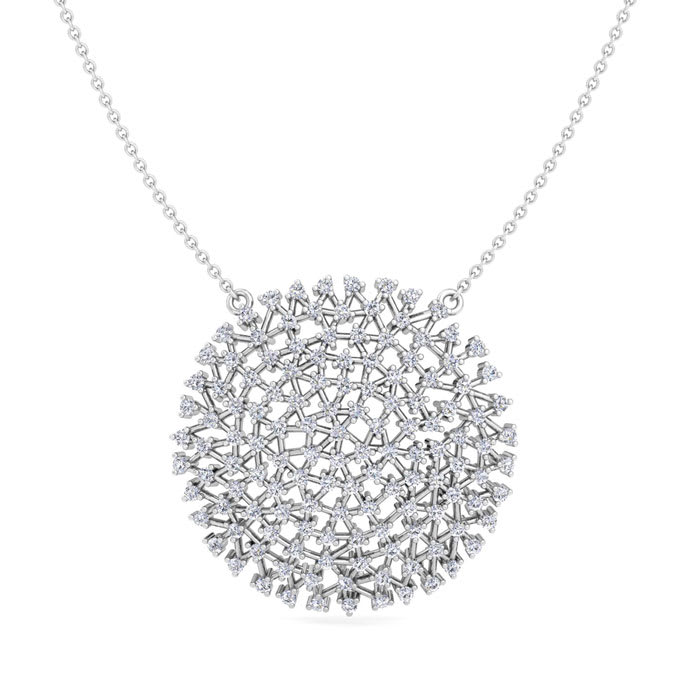 2 1/2 Carat Lab Grown Diamond Cluster Necklace In Sterling Silver