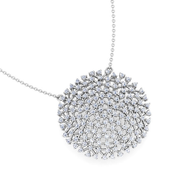 2 1/2 Carat Lab Grown Diamond Cluster Necklace In Sterling Silver