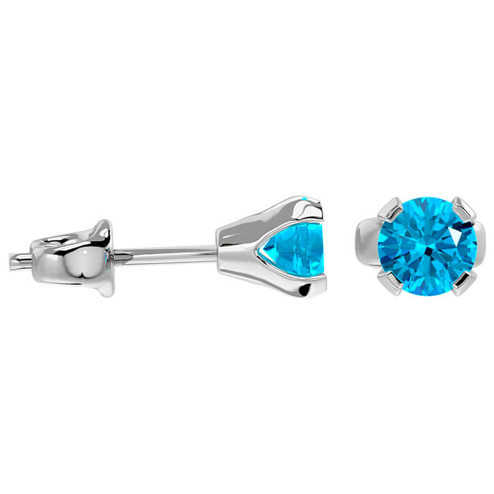 1/2 Carat Blue Topaz Stud Earrings In White Gold