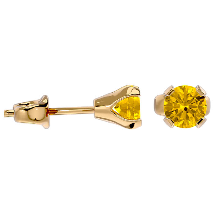 0.60 Carat Citrine Stud Earrings in Yellow Gold