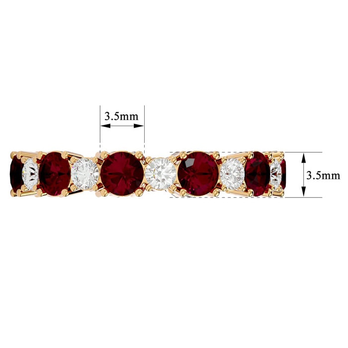 2 1/4 Carat Ruby and Diamond Eternity Ring In 14 Karat Yellow Gold, Ring Size 6