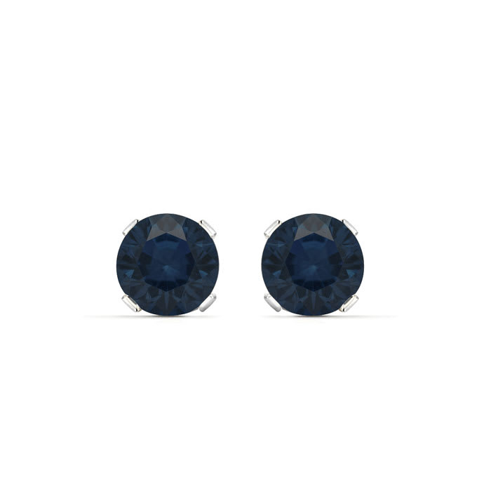 2 Carat Sapphire Stud Earrings In White Gold