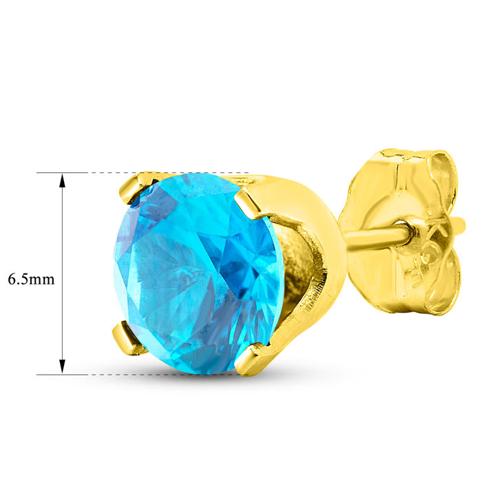 2 Carat Blue Topaz Stud Earrings In Yellow Gold