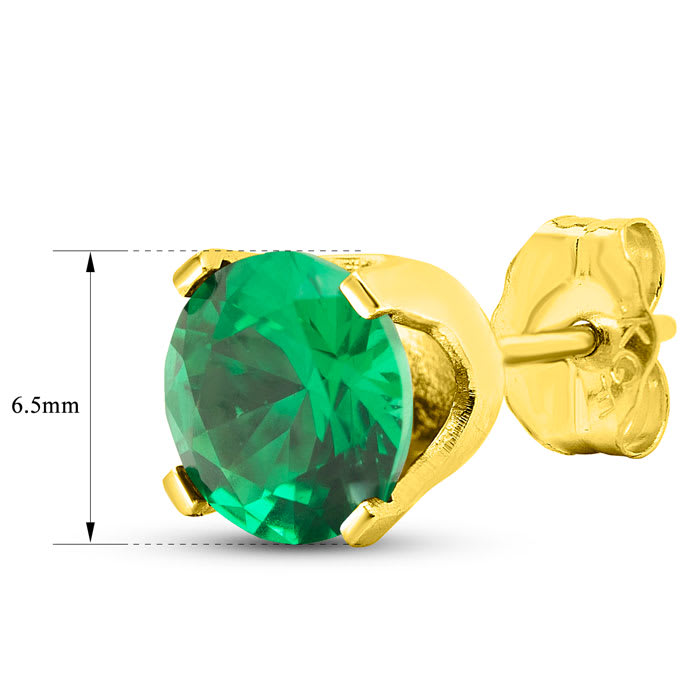 2 Carat Emerald Stud Earrings In Yellow Gold