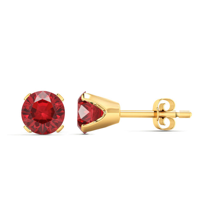 2 Carat Ruby Stud Earrings In Yellow Gold