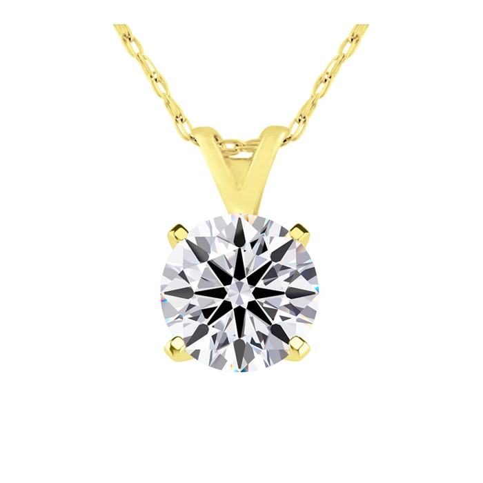 Nearly 1 Carat Round Shape Lab Grown Diamond Solitaire Necklace In Yellow Gold