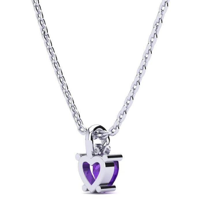 1/2ct Amethyst and Diamond Heart Necklace in 10k White Gold