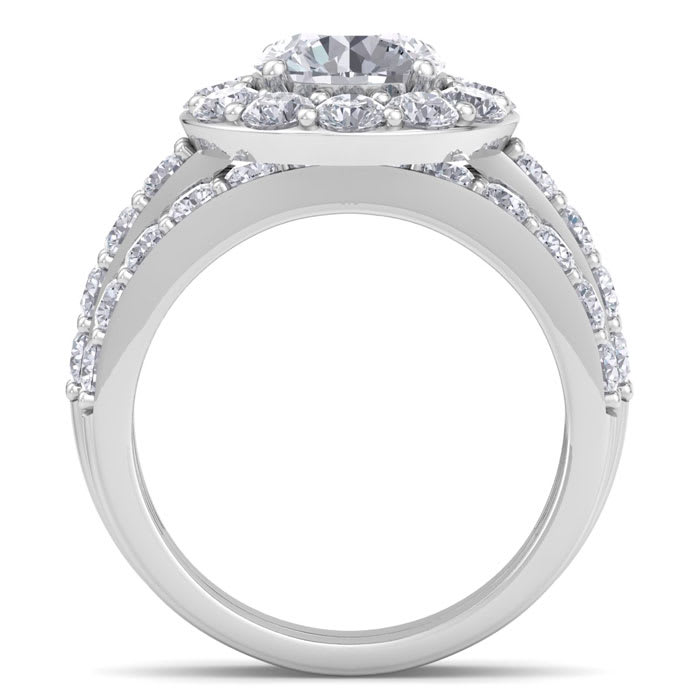 4 Carat Halo Lab Grown Diamond Bridal Set In Sterling Silver
