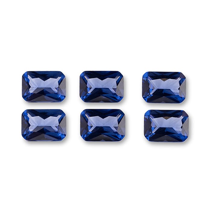7x5mm Octagon Shape Created Ceylon Sapphire Gemstones, Each Weighing 3/4 Carat - 4 1/2 Carats Total