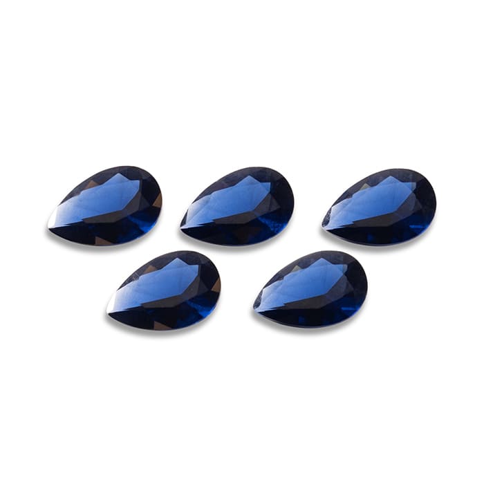 9x6mm Pear Shape Created Sapphire Gemstones, Each Weighing 1 Carat - 5 Carats Total