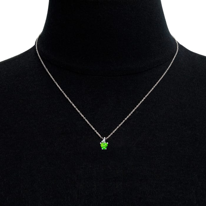 1/2ct Peridot and Diamond Heart Necklace in 10k White Gold
