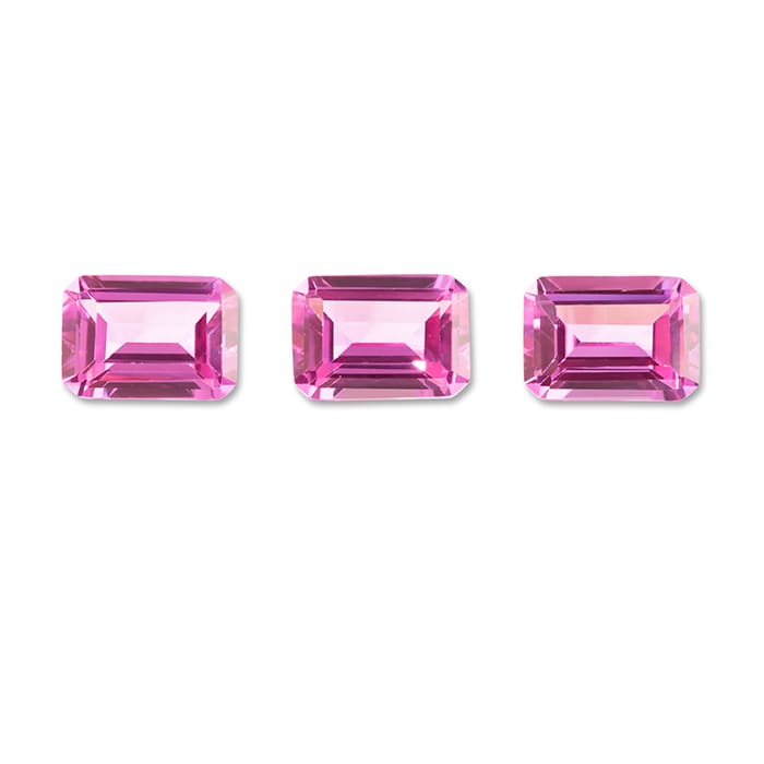 16x12mm Octagon Shape Created Pink Sapphire Gemstones, Each Weighing 15 Carats - 45 Carats Total