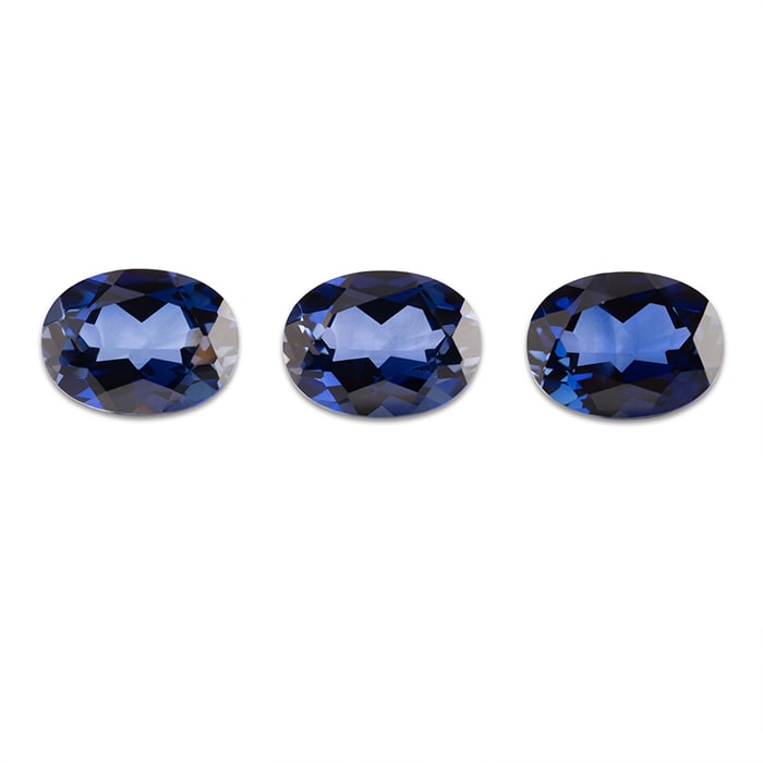 16x12mm Oval Shape Created Blue Sapphire Gemstones, Each Weighing 12 1/2 Carats - 37 1/2 Carats Total