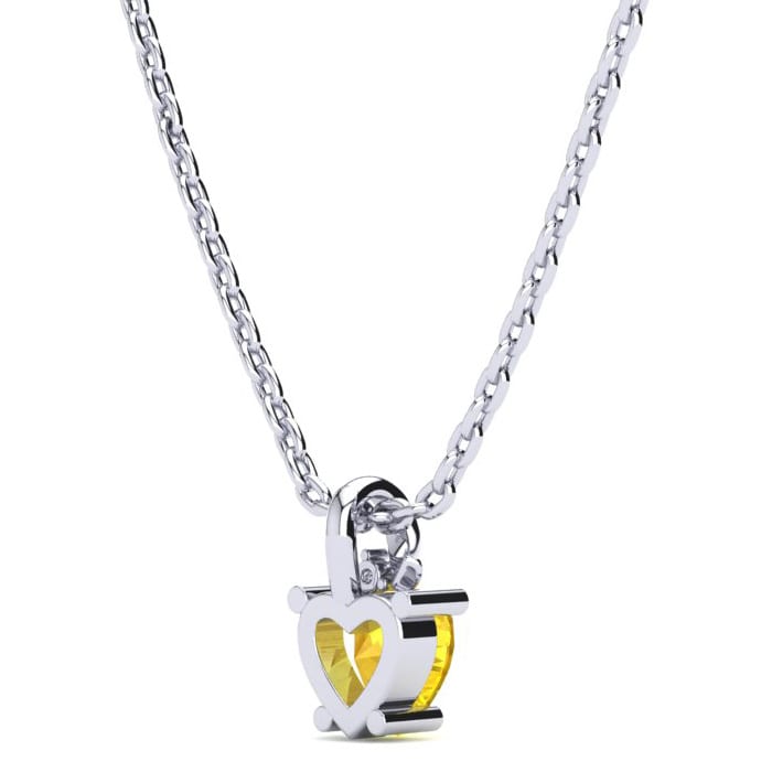 1/2ct Citrine and Diamond Heart Necklace in 10k White Gold