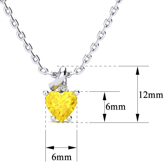 1/2ct Citrine and Diamond Heart Necklace in 10k White Gold