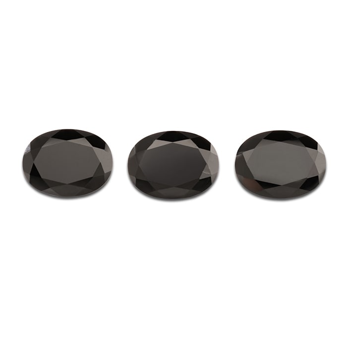 16x12mm Oval Shape Created Black Onyx Gemstones, Each Weighing 8 Carats - 24 Carats Total