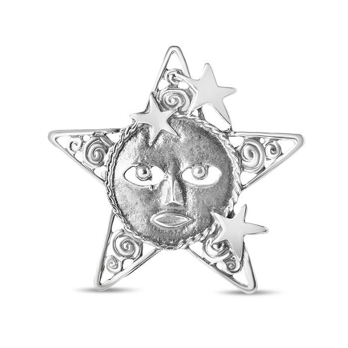 Estate Jewelry Sterling Silver Smiling Star Brooch