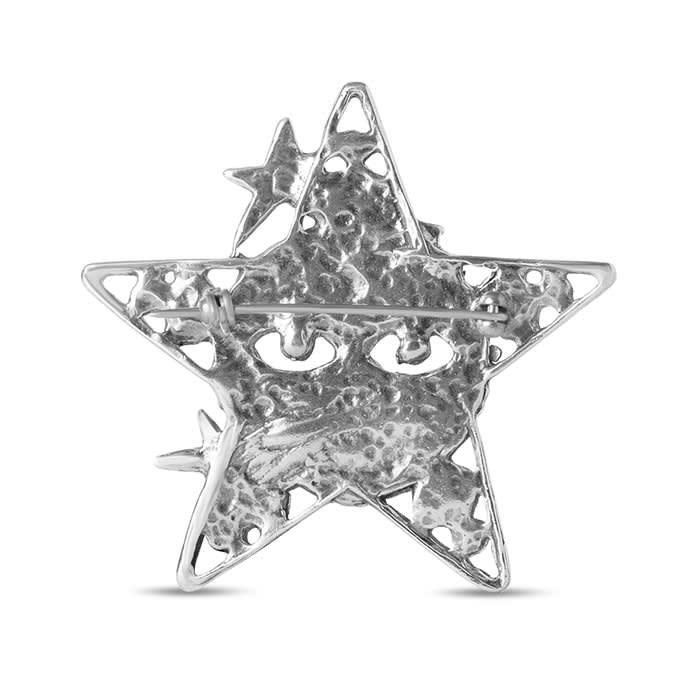 Estate Jewelry Sterling Silver Smiling Star Brooch
