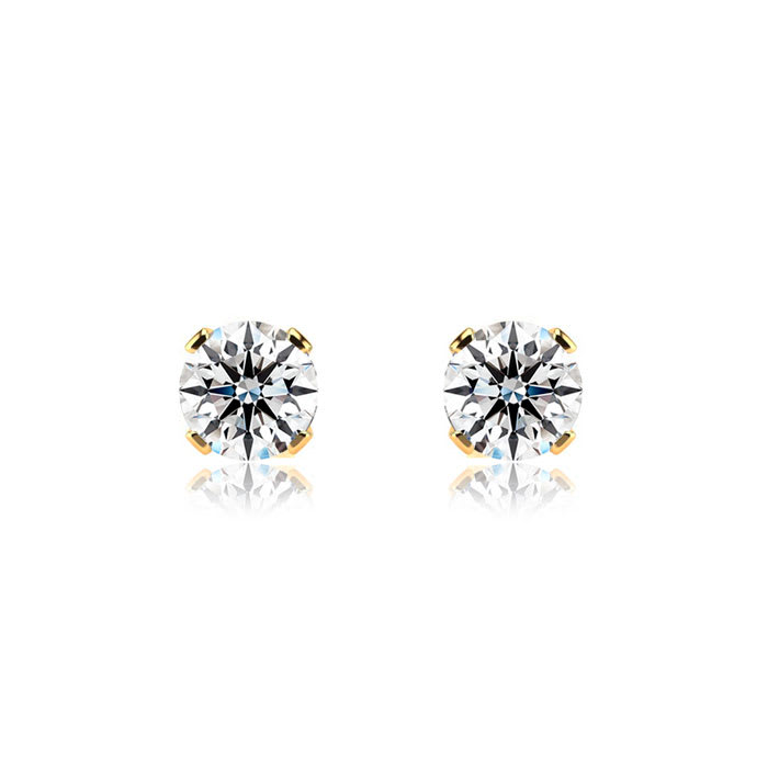 Nearly 1 Carat Lab Grown Real Diamond Stud Earrings in Yellow Gold Filled